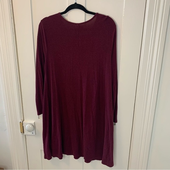 Old Navy Maroon Long Sleeve Swing Line Dress - Picture 3 of 3